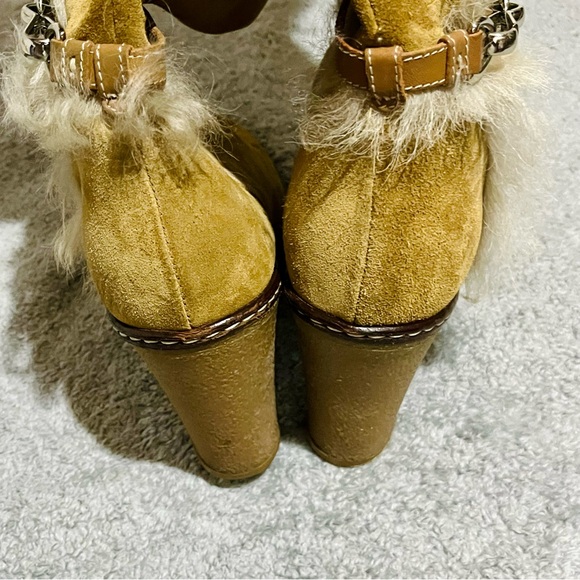 Coach Jessica Made In Italy Tan Fur-Trimmed Women's Boots - Picture 7 of 10